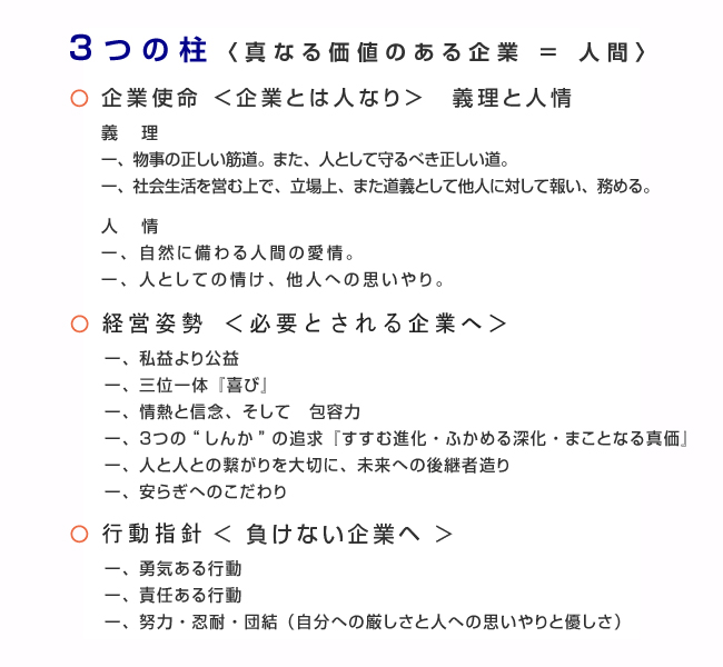 株式会社 ビューテック 経営理念　３つの柱